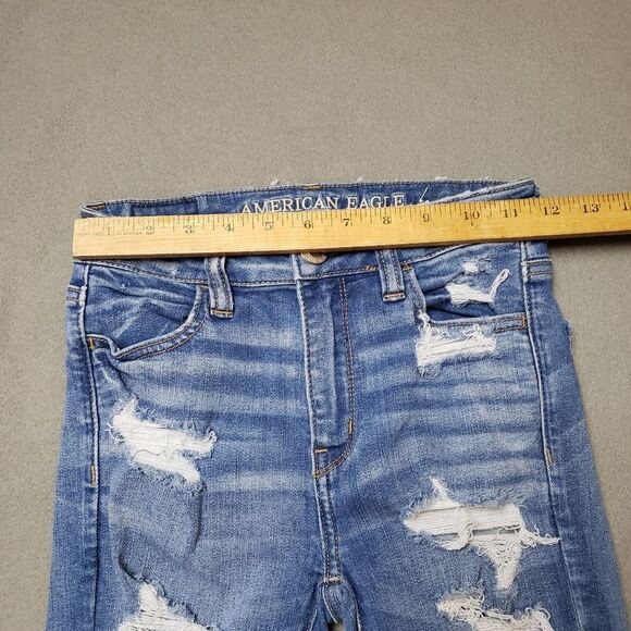 American Eagle Next Level Stretch X Size 0 Hi-Rise distressed Jegging - Picture 13 of 14